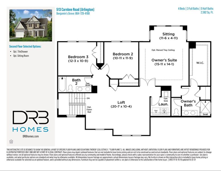 2D floor plan layout of this home in Benjamin's Grove, Woodruff, SC (Image 4).