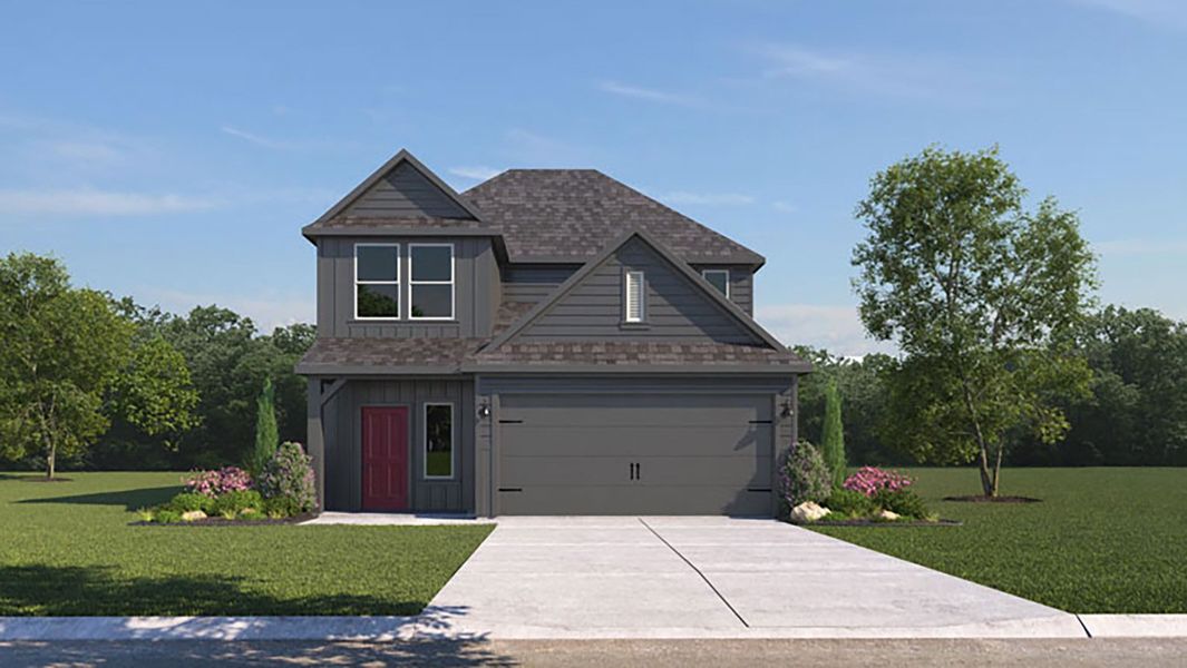 Representative exterior photo of a completed home built from the Jasmine by D.R. Horton in Cornerstone, Rockdale, TX (Image 2). Representative exterior photo of a completed home built from the Jasmine by D.R. Horton in Cornerstone, Rockdale, TX (Image 2).