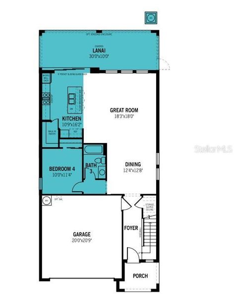 2D floor plan layout of this home in Chapel Crossings, Wesley Chapel, FL (Image 3).