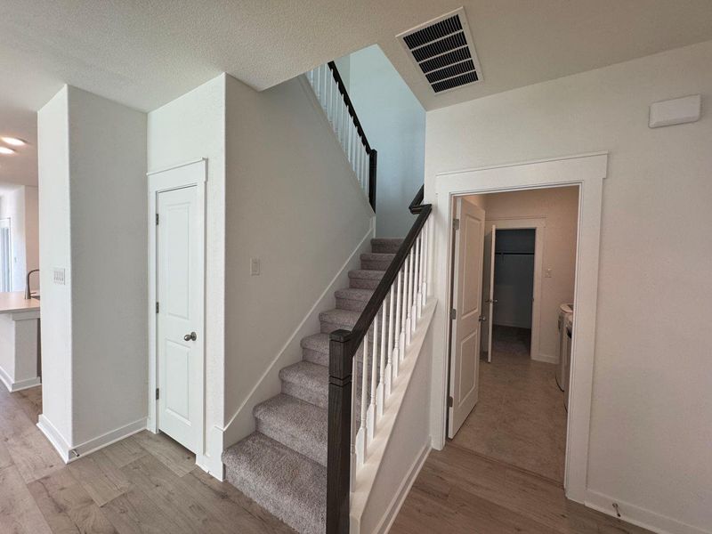 Staircase with wood finished floors Staircase with wood finished floors