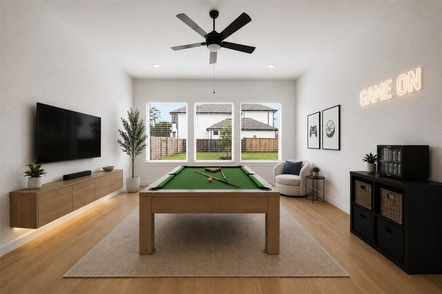 **Virtually Staged** Versatile game room offering ample entertaining space, media potential, and flexible everyday living.