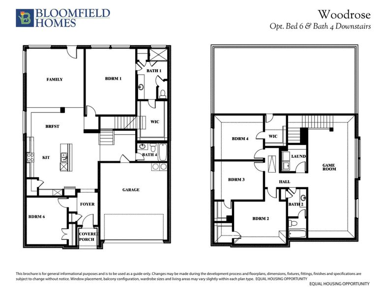 Woodrose Floor Plan with Bed 6 and Bath 4