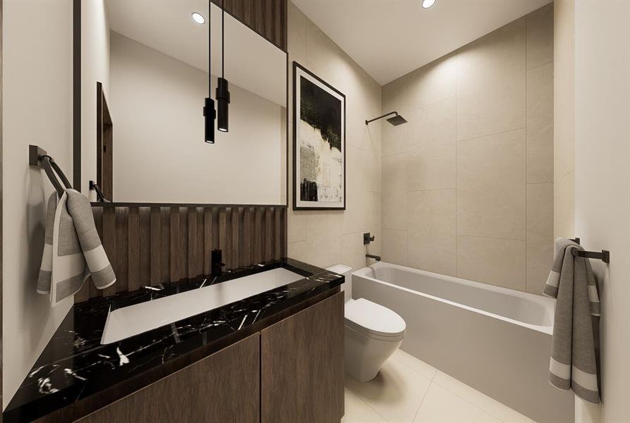 Spacious guest bathroom