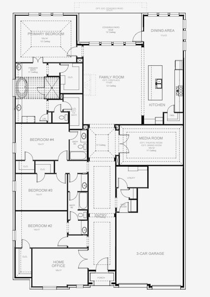 2D floor plan layout for the 3118W by Perry Homes in Two Step Farm 60', Montgomery, TX (Image 4). 2D floor plan layout for the 3118W by Perry Homes in Two Step Farm 60', Montgomery, TX (Image 4).