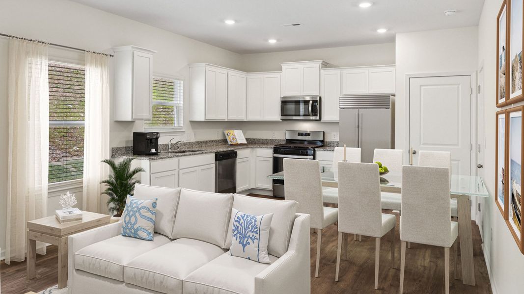 Furnished interior view inside a new home in The Hideaway at Fox Meadows, Bluff City (Image 3).