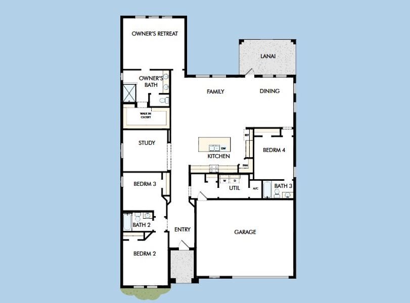 2D floor plan layout for the The Bella Vista by David Weekley Homes in Coasterra, Palmetto, FL (Image 3).