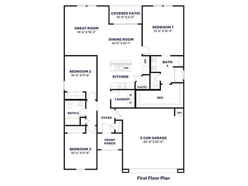 2D floor plan layout for the Denton by D.R. Horton in Radiance at Superstition Vistas, Apache Junction, AZ (Image 3).