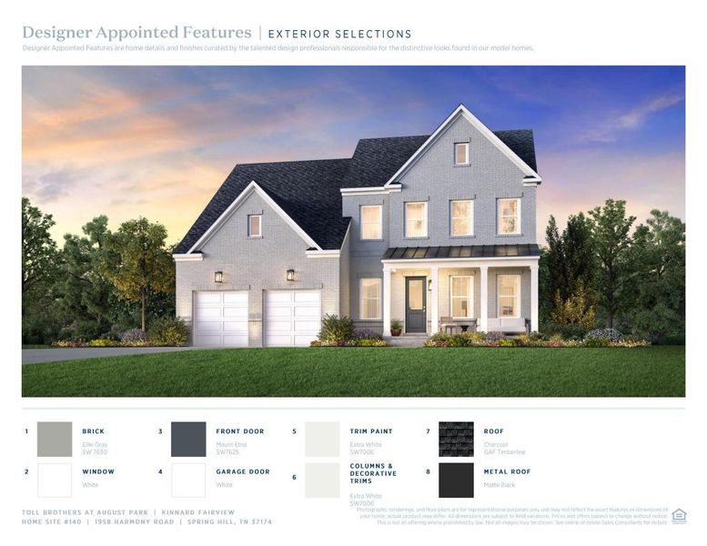 Sample of building materials used in homes in Toll Brothers at August Park, Spring Hill (Image 5).