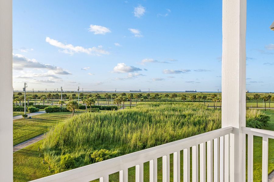 Enjoy the view of ships entering Galveston Bay