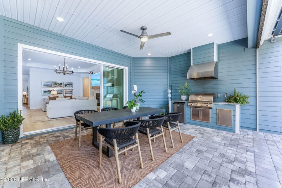 Exterior details and patio area of a home in Palm Crest at Seabrook, Ponte Vedra (Image 26). Exterior details and patio area of a home in Palm Crest at Seabrook, Ponte Vedra (Image 26).