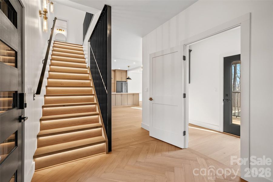 Custom staircase with Integrated LED Tread Lighting