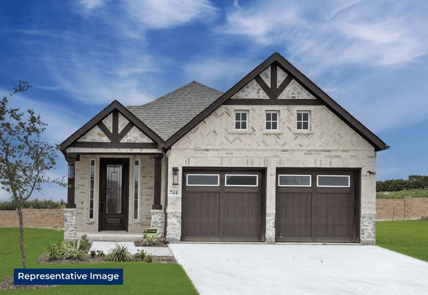 Representative exterior photo of a completed home built from the Denton F by First Texas Homes in The Villages of Hurricane Creek, Anna, TX (Image 1). Representative exterior photo of a completed home built from the Denton F by First Texas Homes in The Villages of Hurricane Creek, Anna, TX (Image 1).