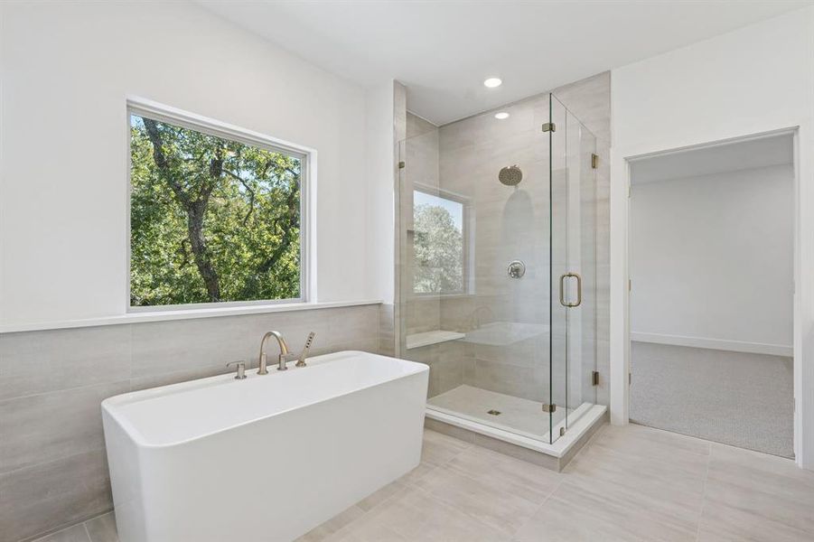 Separate tub and shower.
