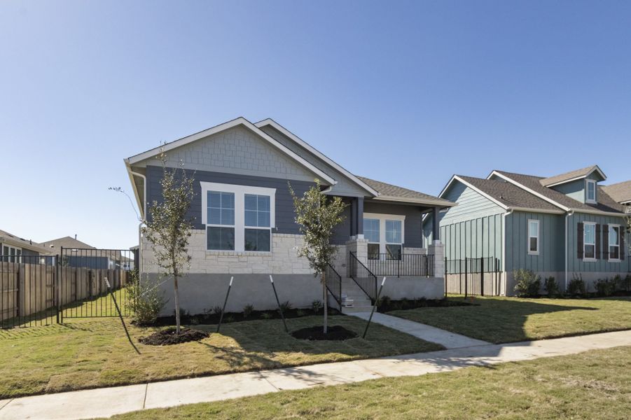 Front exterior of a new home in Easton Park, Austin, TX, highlighting curb appeal (Image 29).