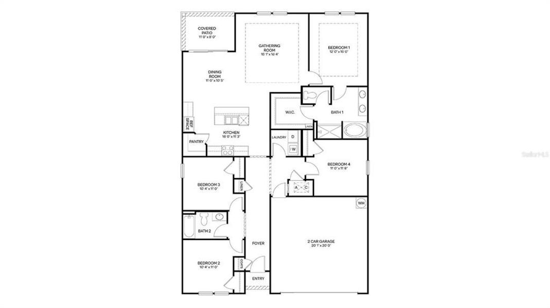 2D floor plan layout of this home in Sawmill Branch, Palm Coast, FL (Image 4).