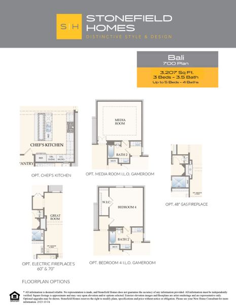 2D floor plan layout for the Bali by Stonefield Homes in Heath Golf and Yacht Club, Rockwall, TX (Image 7).