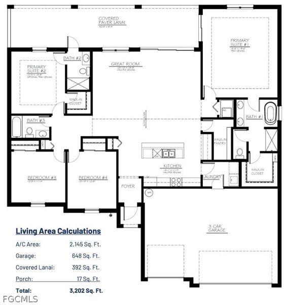 2D floor plan layout of this home in Cape Coral, Cape Coral, FL (Image 5).
