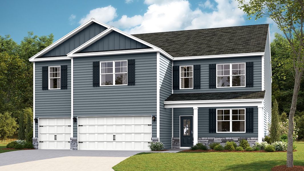 Front exterior of a new home in Fieldcrest Acres, Blountville, TN, highlighting curb appeal (Image 1).