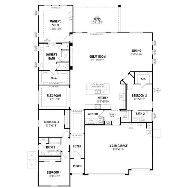 2D floor plan layout of this home in Miravida, Surprise, AZ (Image 2).