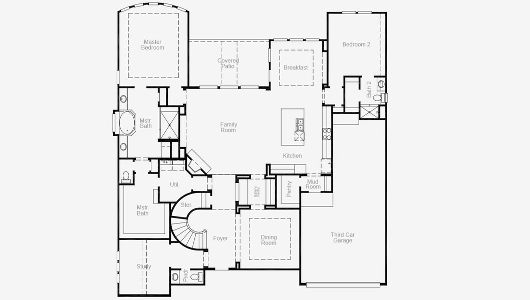 2D floor plan layout for the Palmhurst by Coventry Homes in Valencia 70', Manvel, TX (Image 4). 2D floor plan layout for the Palmhurst by Coventry Homes in Valencia 70', Manvel, TX (Image 4).