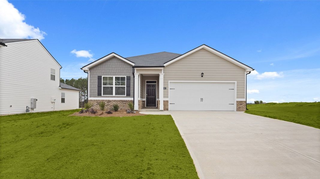 Front exterior of a new home in The Abbey at Trolley Run Station, Aiken, SC, highlighting curb appeal (Image 1).