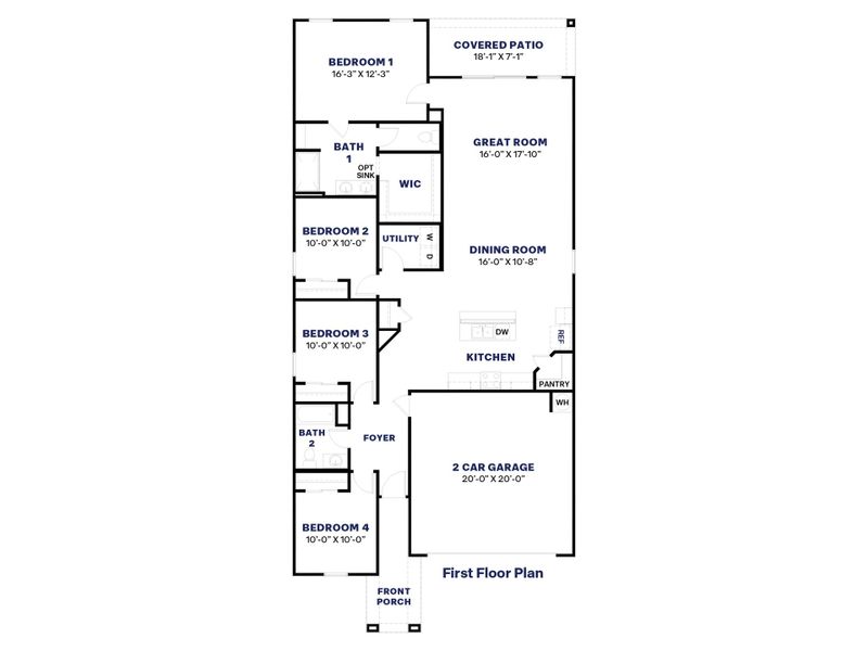 2D floor plan layout of this home in Remington, Buckeye, AZ (Image 4).