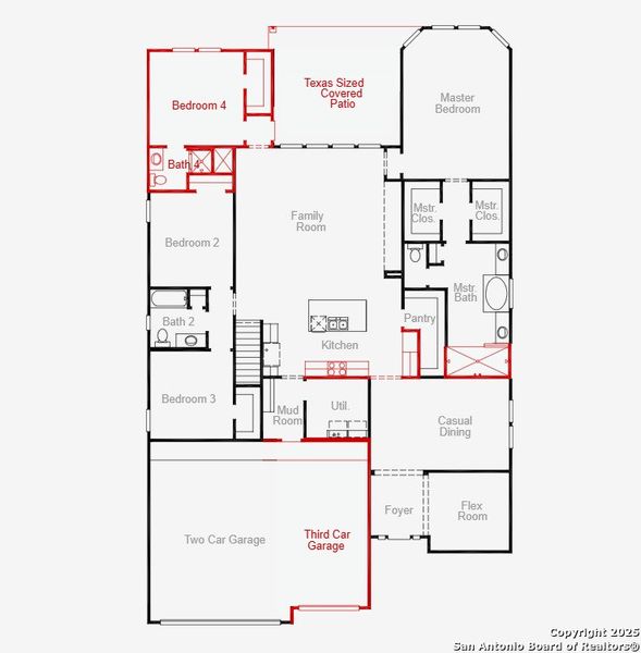 2D floor plan layout of this home in Homestead 65', Schertz, TX (Image 3).
