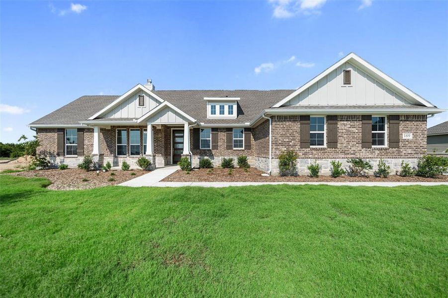 Front exterior of a new home in Fairview Meadows, New Fairview, TX, highlighting curb appeal (Image 23). Front exterior of a new home in Fairview Meadows, New Fairview, TX, highlighting curb appeal (Image 23).