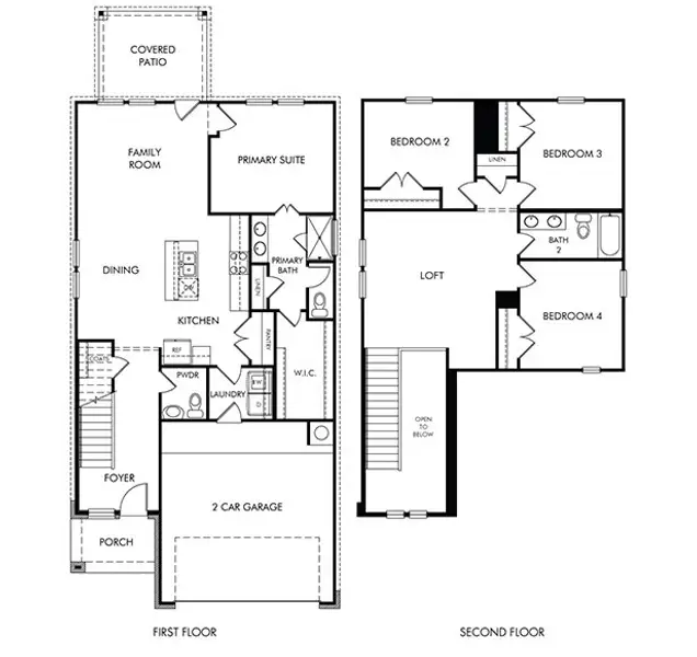 2D floor plan layout of this home in Riviera Pines - Traditional Series, Huffman, TX (Image 2).