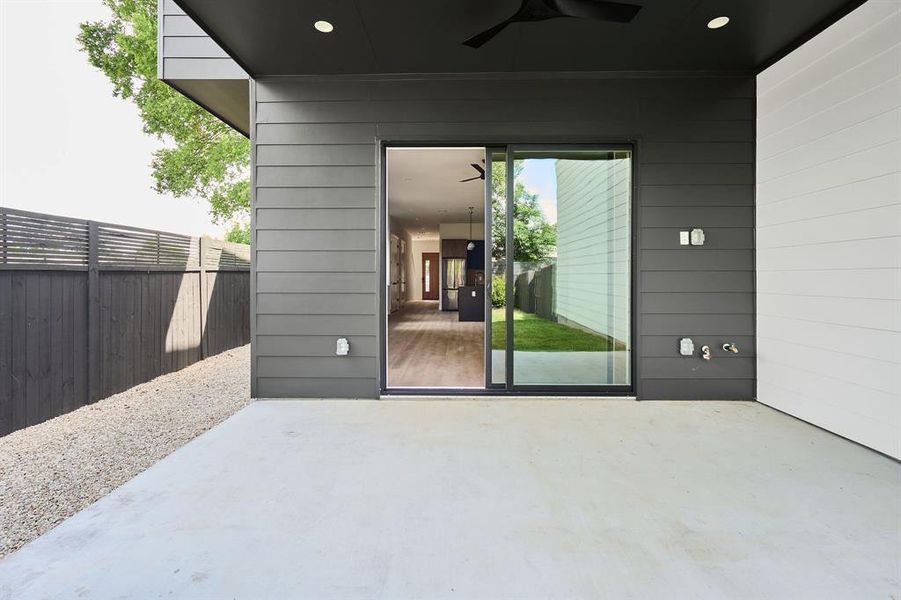 Covered patio with fan