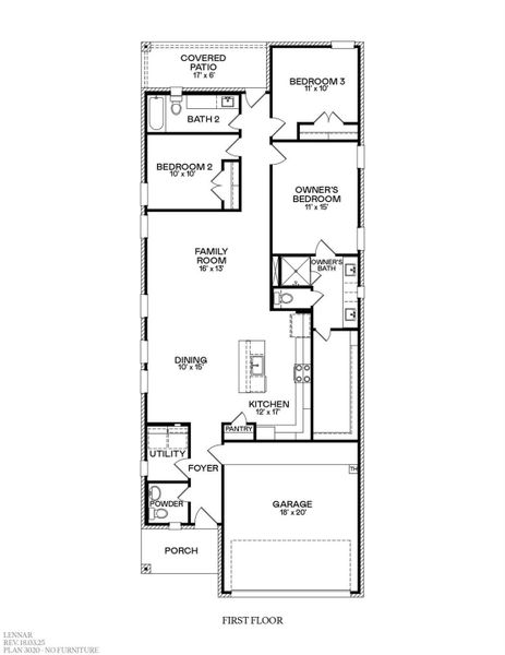 2D floor plan layout of this home in Oakberry Trails, Waller, TX (Image 2).
