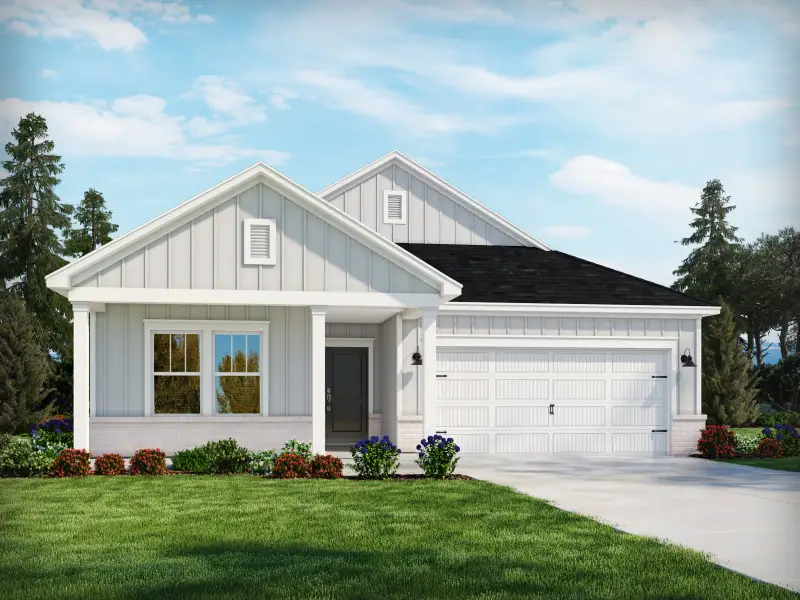 Representative exterior photo of a completed home built from the Buchanan by Meritage Homes in Creekside Point, Little River, SC (Image 4). Representative exterior photo of a completed home built from the Buchanan by Meritage Homes in Creekside Point, Little River, SC (Image 4).