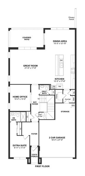 2D floor plan layout for the Wicklow IV by K. Hovnanian® Homes in Parkside at Tuttle Royale, Royal Palm Beach, FL (Image 3). 2D floor plan layout for the Wicklow IV by K. Hovnanian® Homes in Parkside at Tuttle Royale, Royal Palm Beach, FL (Image 3).