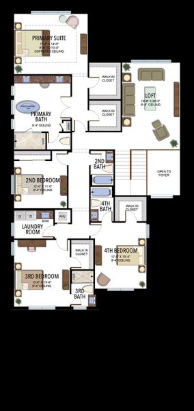 2D floor plan layout for the Honolulu by GL Homes in Lotus Edge, Boca Raton, FL (Image 6).