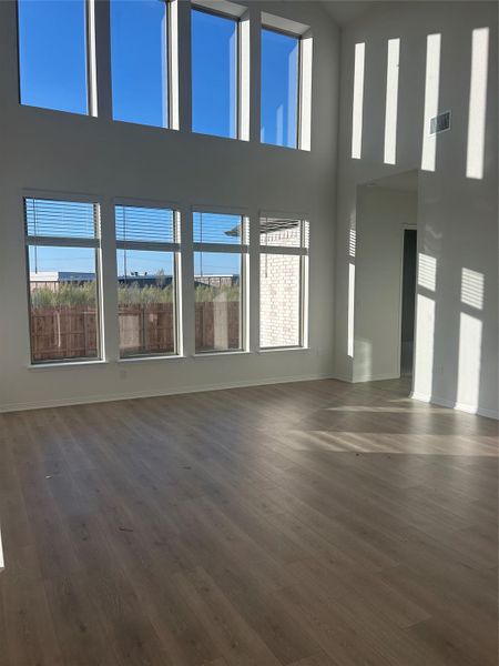 Family Room with soaring ceiling