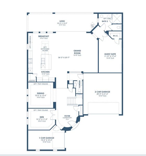 2D floor plan layout for the Madeira III by Homes by WestBay in Hawkstone, Lithia, FL (Image 2).