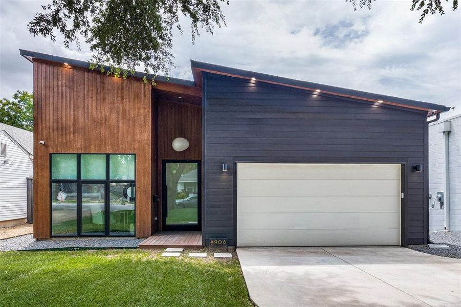 Contemporary home with a garage