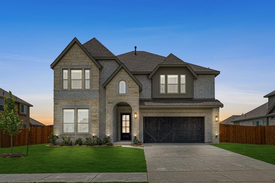 Front exterior of a new home in Homestead at Daniel Farms Phase 2, DeSoto, TX, highlighting curb appeal (Image 2). Front exterior of a new home in Homestead at Daniel Farms Phase 2, DeSoto, TX, highlighting curb appeal (Image 2).