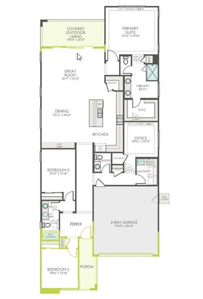 2D floor plan layout of this home in Soleo, San Tan Valley, AZ (Image 4).