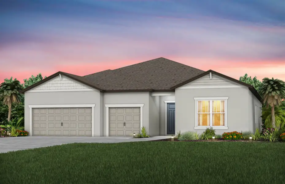 Front exterior of a new home in Del Webb Stone Creek, Ocala, FL, highlighting curb appeal (Image 1). Front exterior of a new home in Del Webb Stone Creek, Ocala, FL, highlighting curb appeal (Image 1).