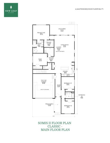 2D floor plan layout for the The Somis II by New Leaf Builders in East Lake, Leland, NC (Image 3).