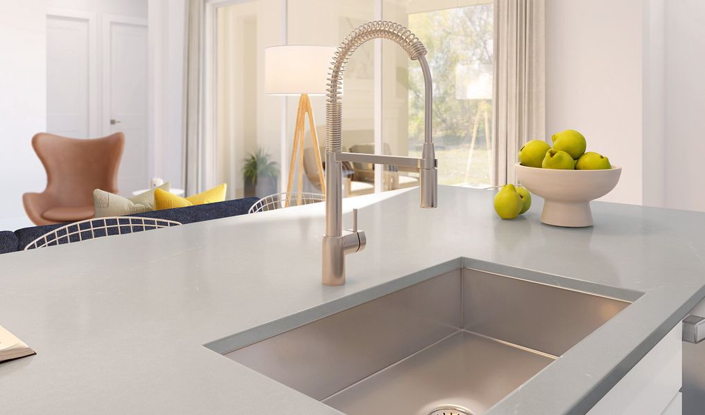 Stainless steel undermount sink with chrome faucet