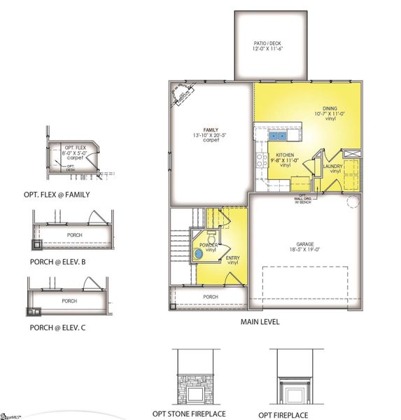 2D floor plan layout of this home in Shiloh Trail, Wellford, SC (Image 3).