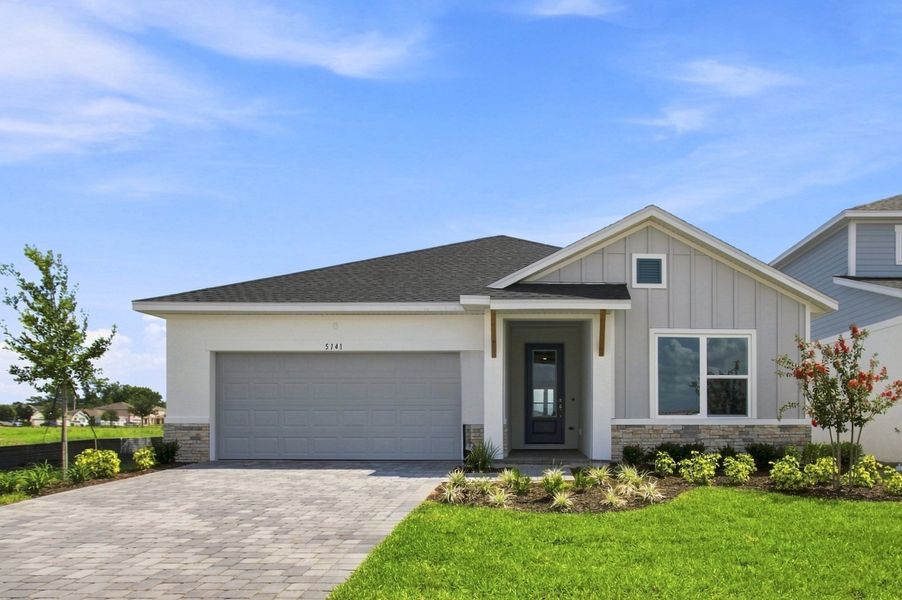 Front exterior of a new home in Lakeside at Satilla, St. Cloud, FL, highlighting curb appeal (Image 1). Front exterior of a new home in Lakeside at Satilla, St. Cloud, FL, highlighting curb appeal (Image 1).
