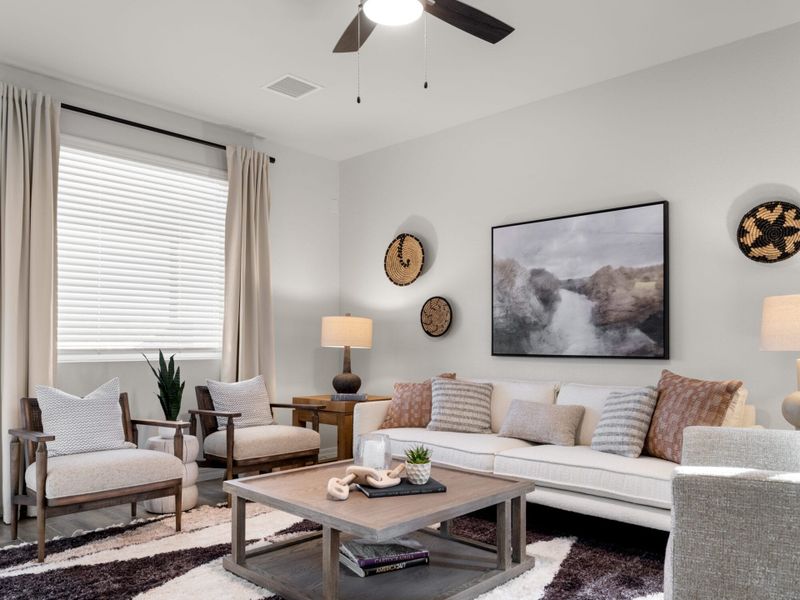 Furnished interior view inside a new home in Desert Breeze, Horizon City (Image 12). Furnished interior view inside a new home in Desert Breeze, Horizon City (Image 12).