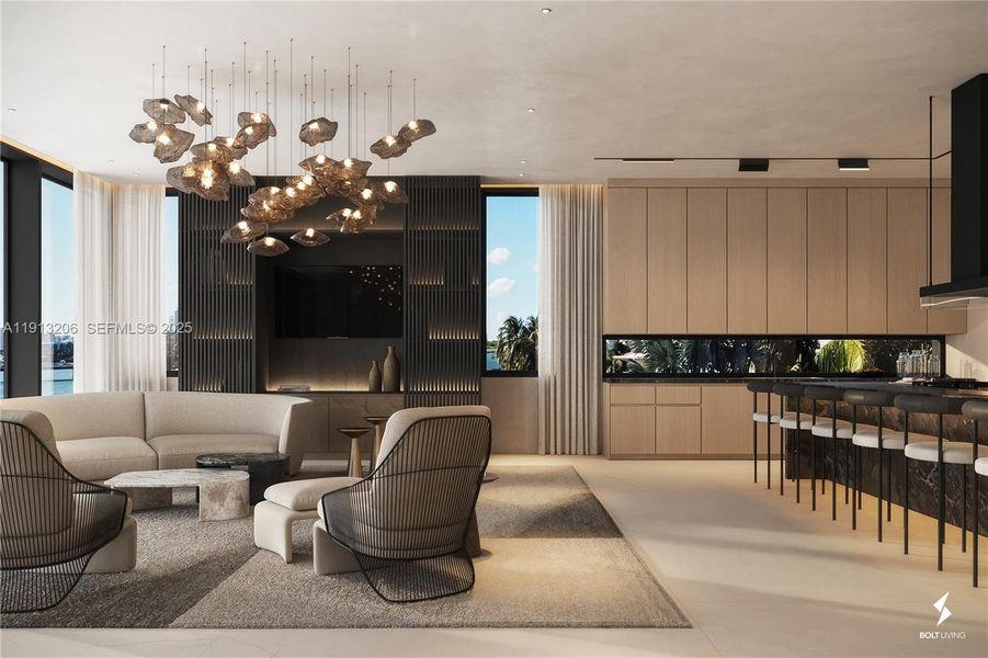 Furnished interior view inside a new home in , Surfside (Image 10).