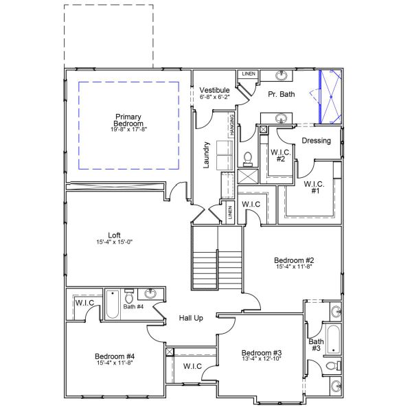 2D floor plan layout of this home in Ridgecrest at Midway, Anderson, SC (Image 4).