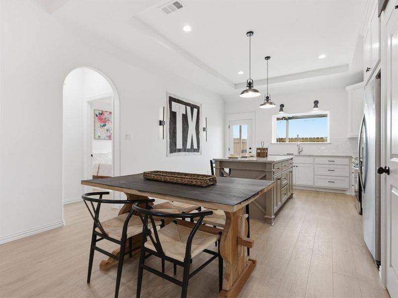 Beautiful flow between the kitchen and dining area.