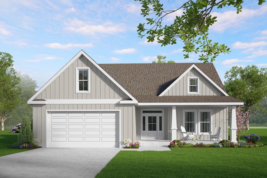 Representative exterior photo of a completed home built from the Ashley by Hunter Quinn Homes in Walker's Pointe, Anderson, SC (Image 2). Representative exterior photo of a completed home built from the Ashley by Hunter Quinn Homes in Walker's Pointe, Anderson, SC (Image 2).