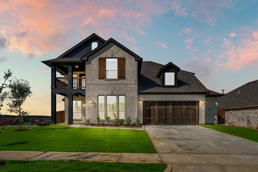 Front exterior of a new home in Parks at Panchasarp Farms 65, Burleson, TX, highlighting curb appeal (Image 23). Front exterior of a new home in Parks at Panchasarp Farms 65, Burleson, TX, highlighting curb appeal (Image 23).